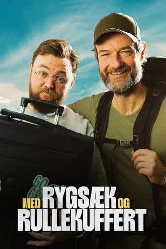 Med rygsæk og rullekuffert afişi