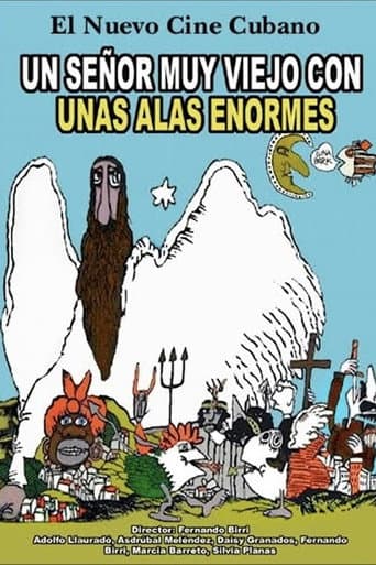 Un señor muy viejo con unas alas enormes afişi