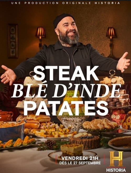 Steak, blé d’Inde, patates afişi
