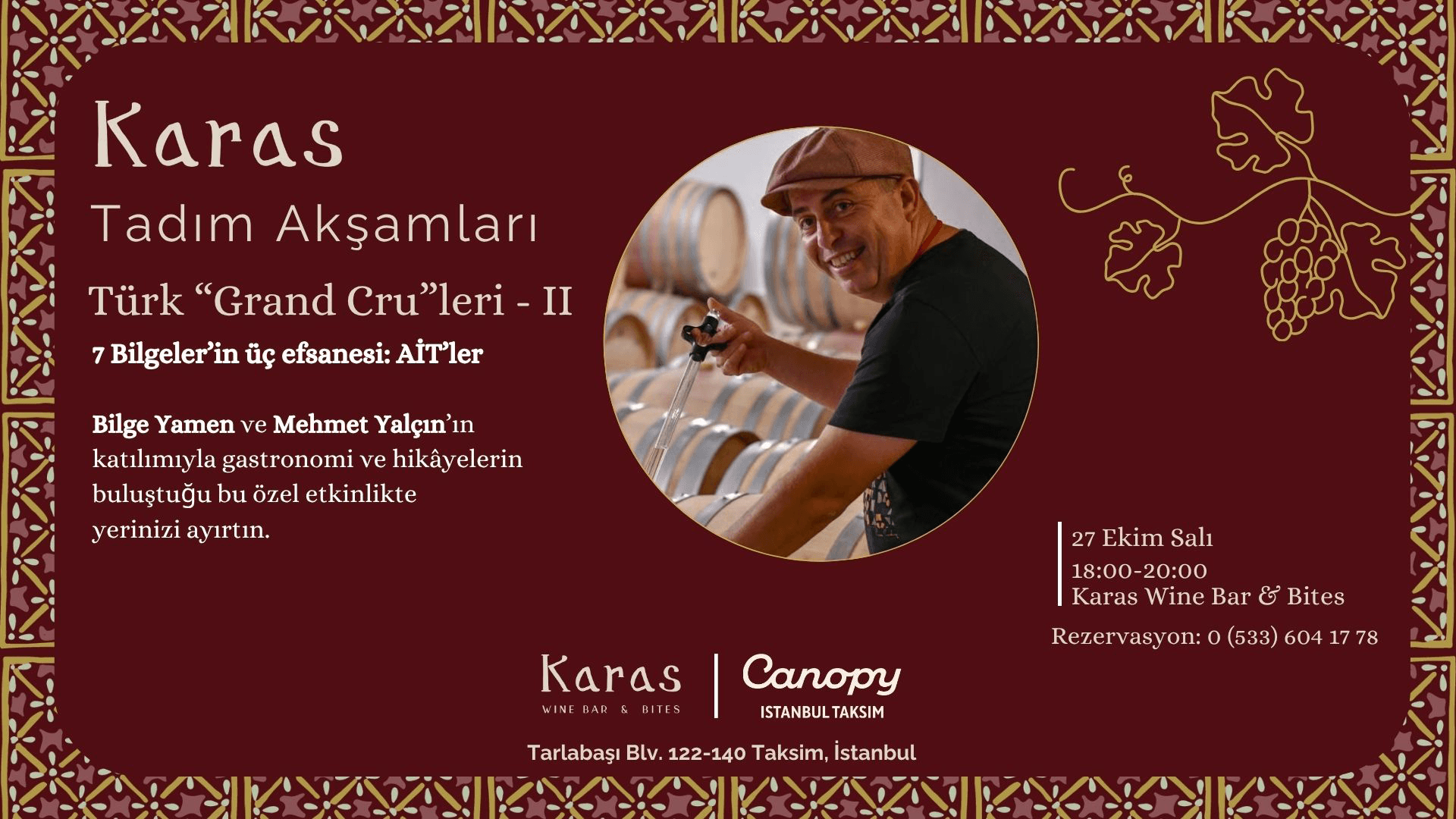 Karas Tadım Akşamları – Türk Grand Cru’leri 2
