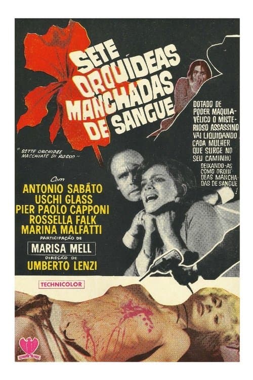 Sette orchidee macchiate di rosso afişi